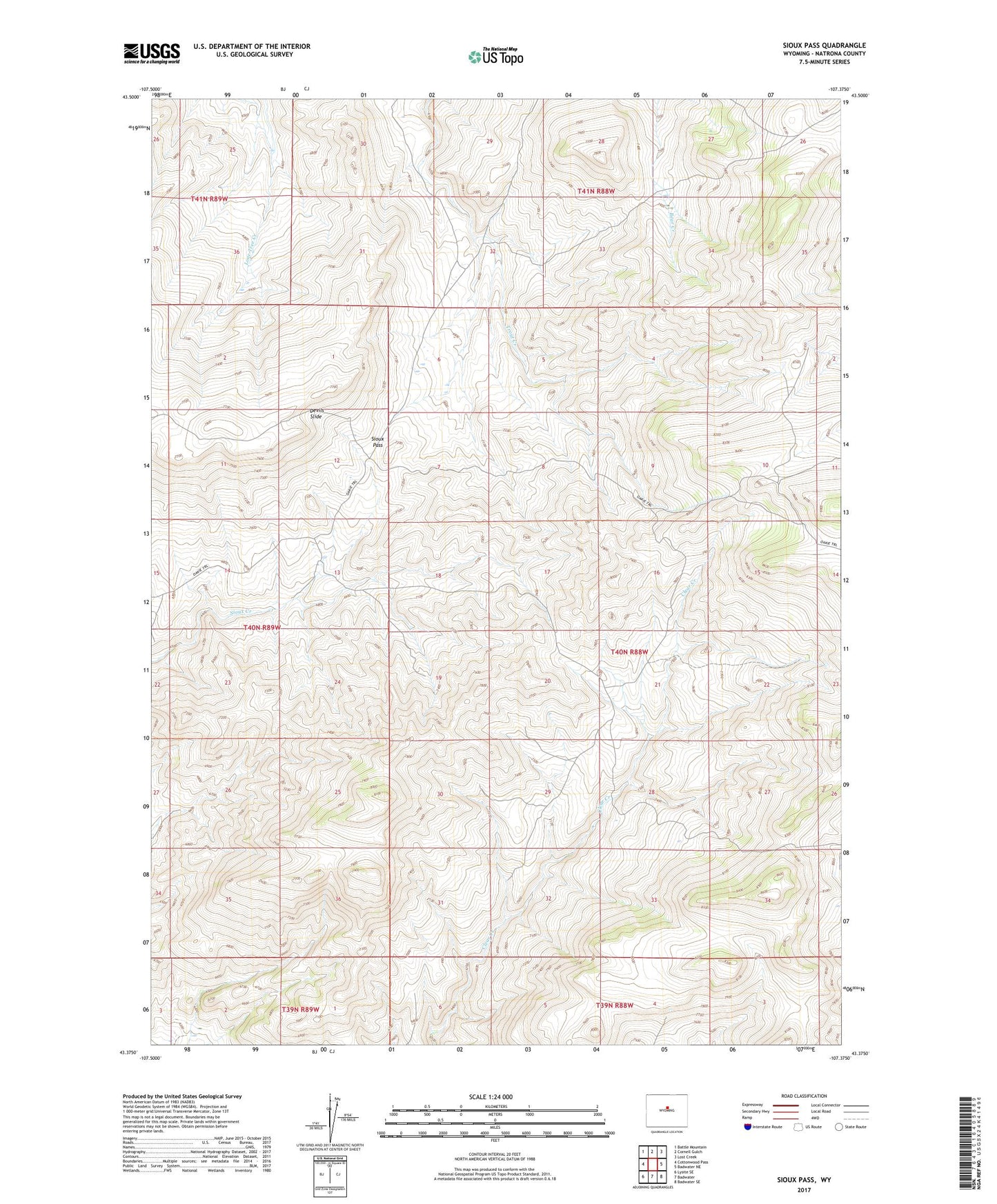 Sioux Pass Wyoming US Topo Map Image