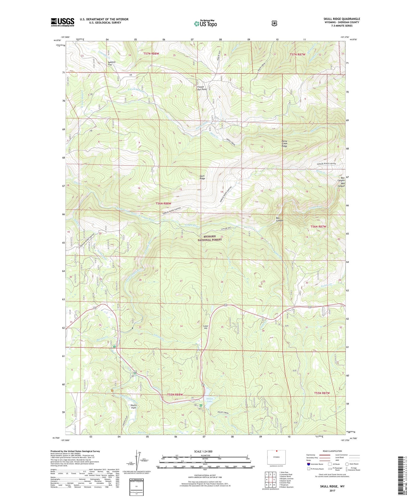 Skull Ridge Wyoming US Topo Map Image