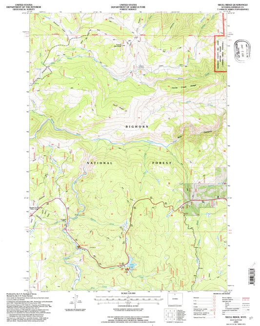 Classic USGS Skull Ridge Wyoming 7.5'x7.5' Topo Map Image