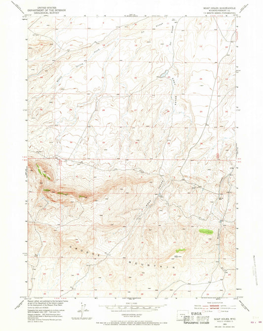 Classic USGS Soap Holes Wyoming 7.5'x7.5' Topo Map Image
