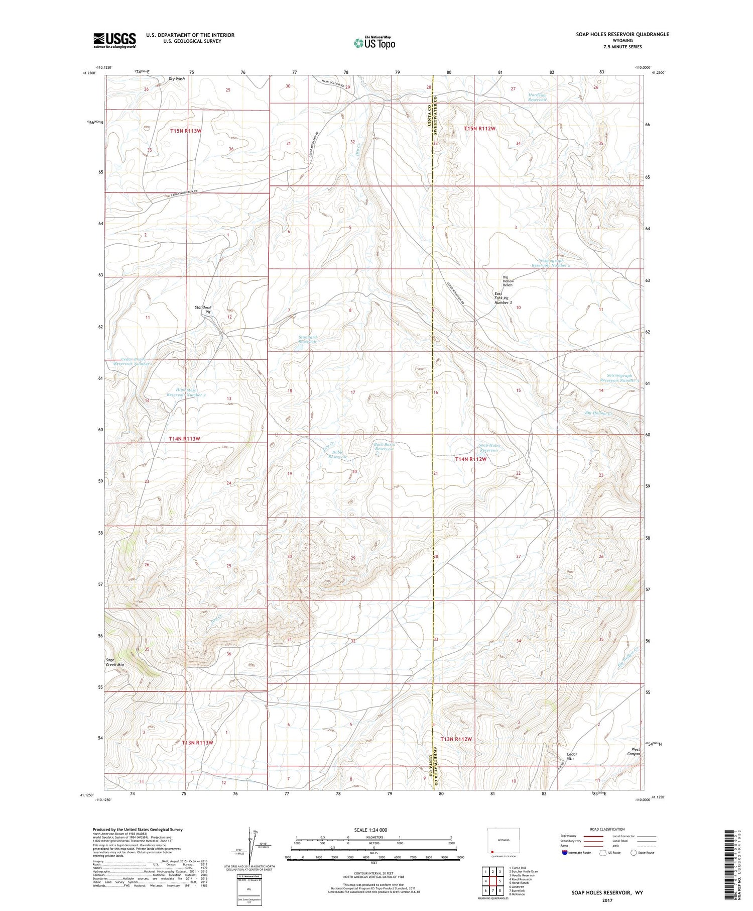 Soap Holes Reservoir Wyoming US Topo Map Image