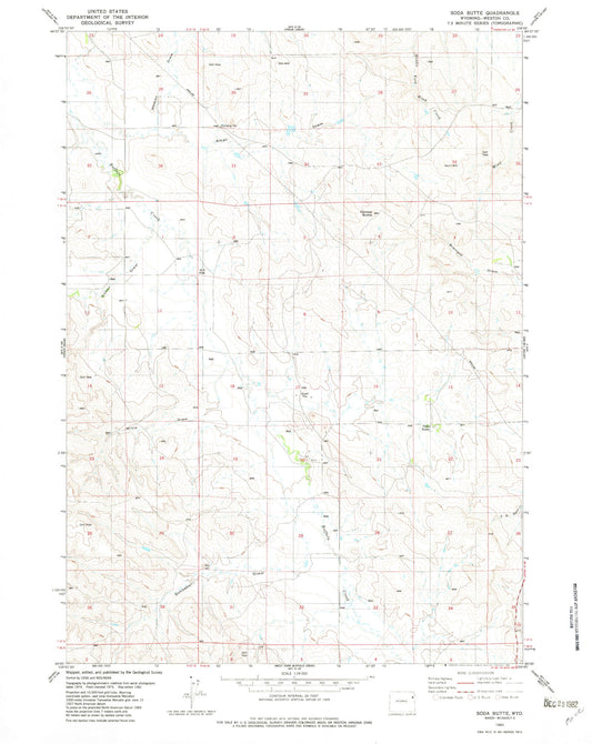 Classic USGS Soda Butte Wyoming 7.5'x7.5' Topo Map Image