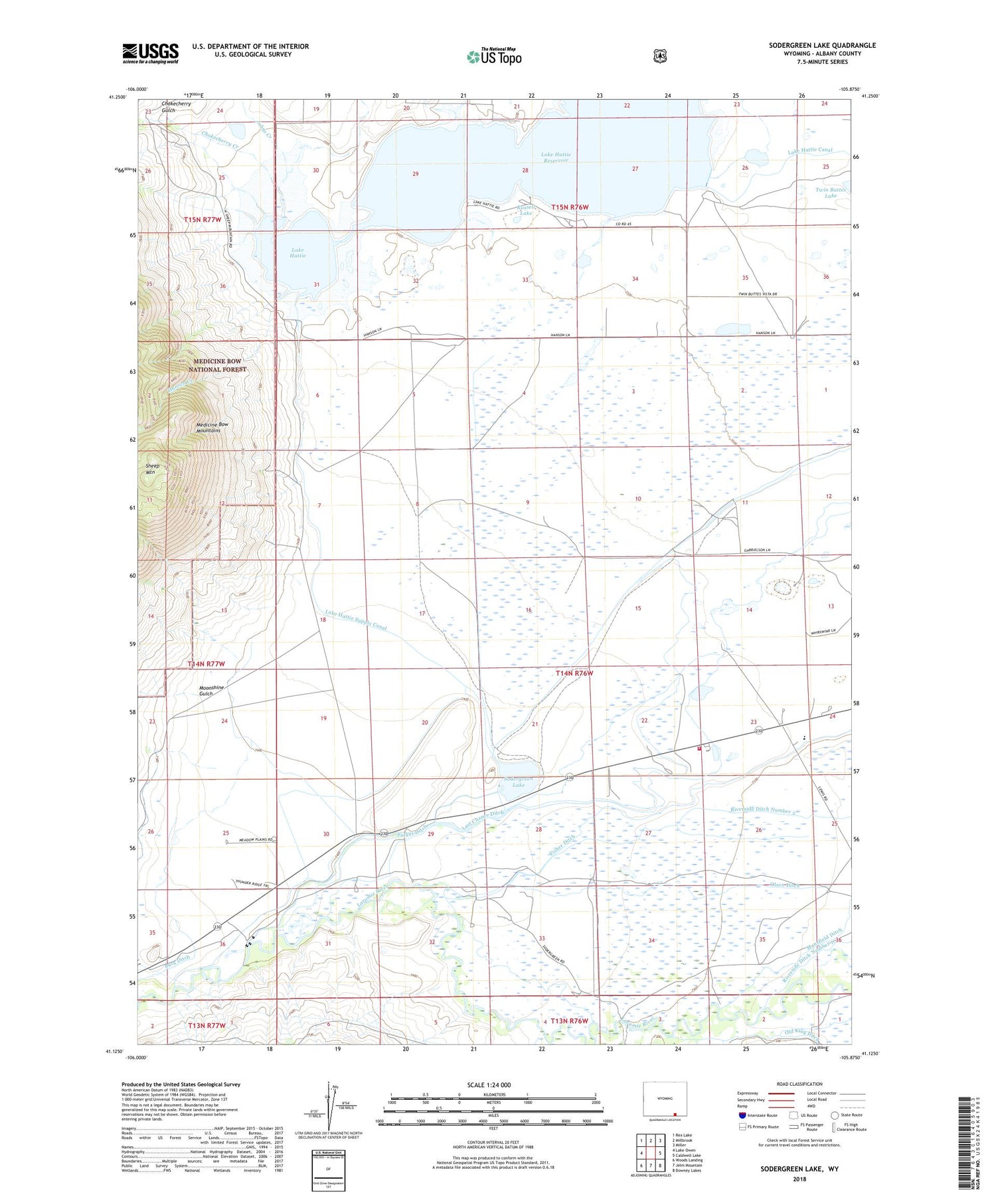 Sodergreen Lake Wyoming US Topo Map Image