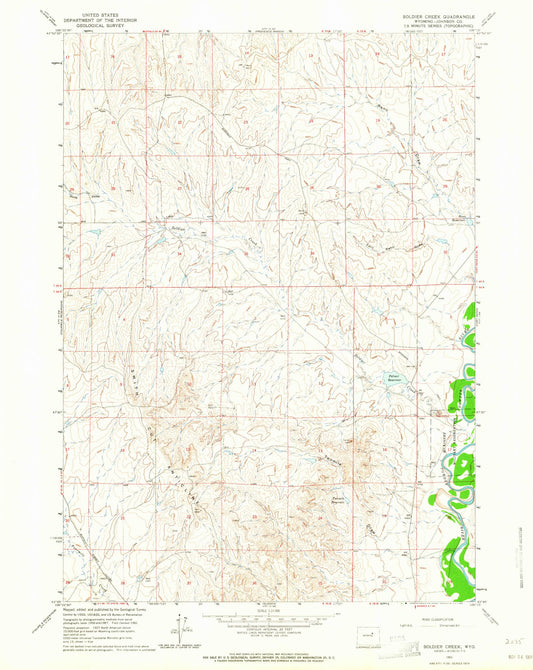 Classic USGS Soldier Creek Wyoming 7.5'x7.5' Topo Map Image
