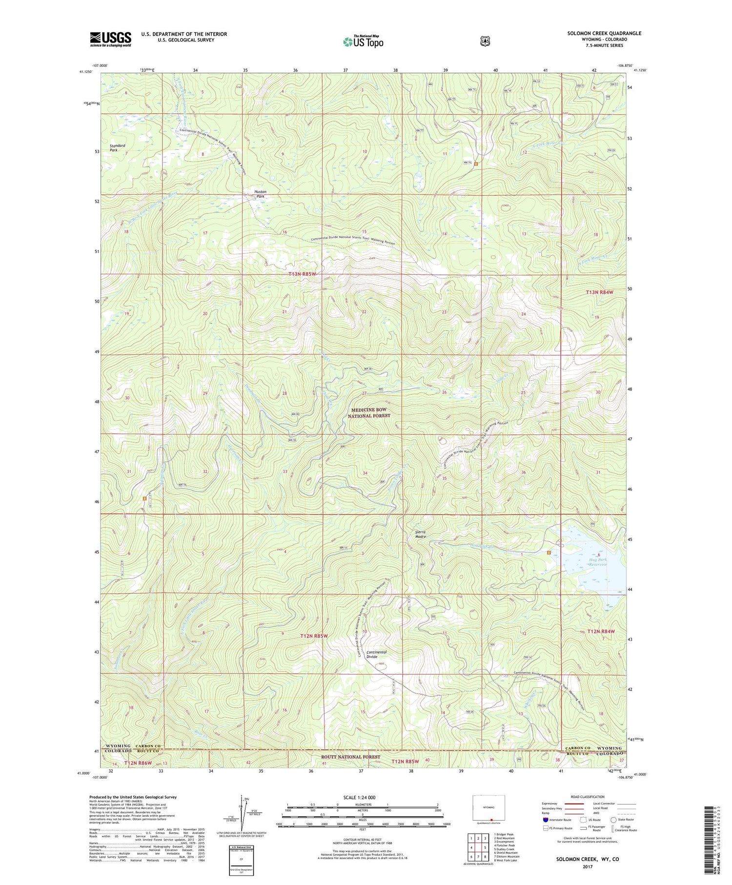 Solomon Creek Wyoming US Topo Map Image