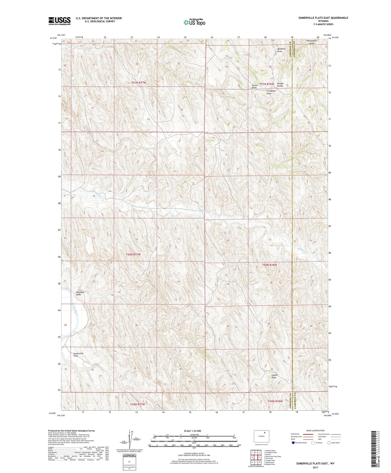 Somerville Flats East Wyoming US Topo Map Image