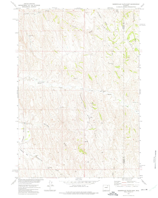 Classic USGS Somerville Flats East Wyoming 7.5'x7.5' Topo Map Image