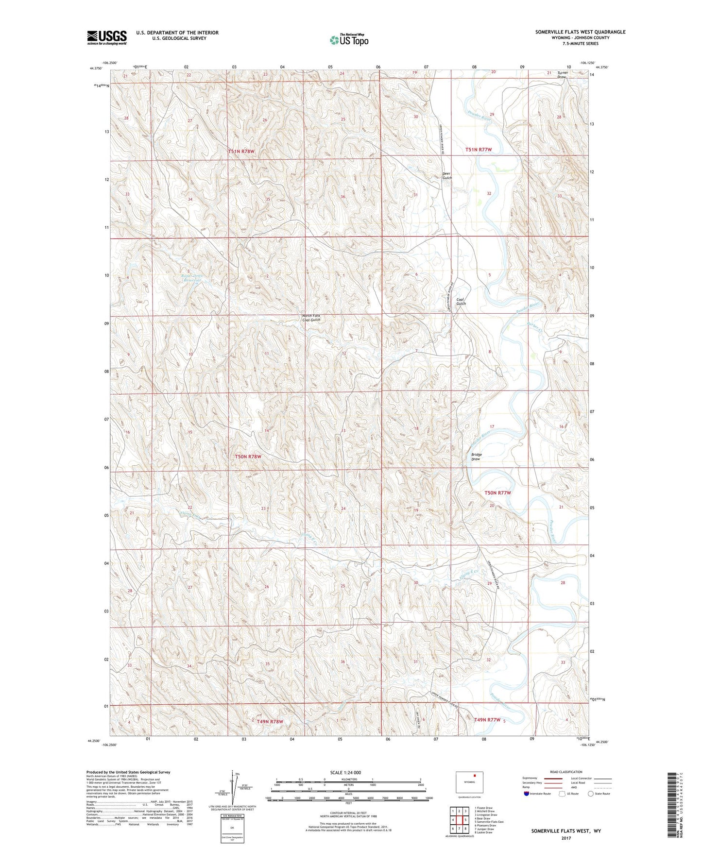 Somerville Flats West Wyoming US Topo Map Image