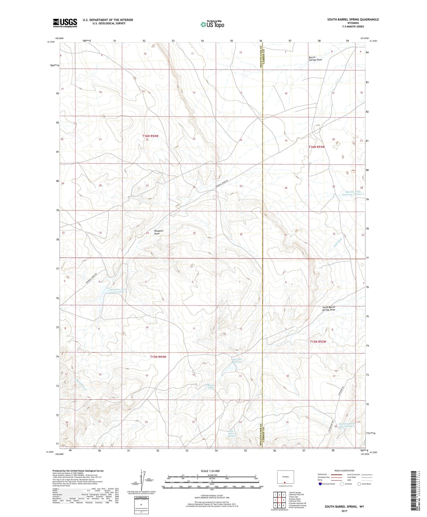 South Barrel Spring Wyoming US Topo Map Image