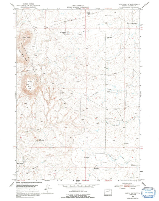 Classic USGS South Butte Wyoming 7.5'x7.5' Topo Map Image