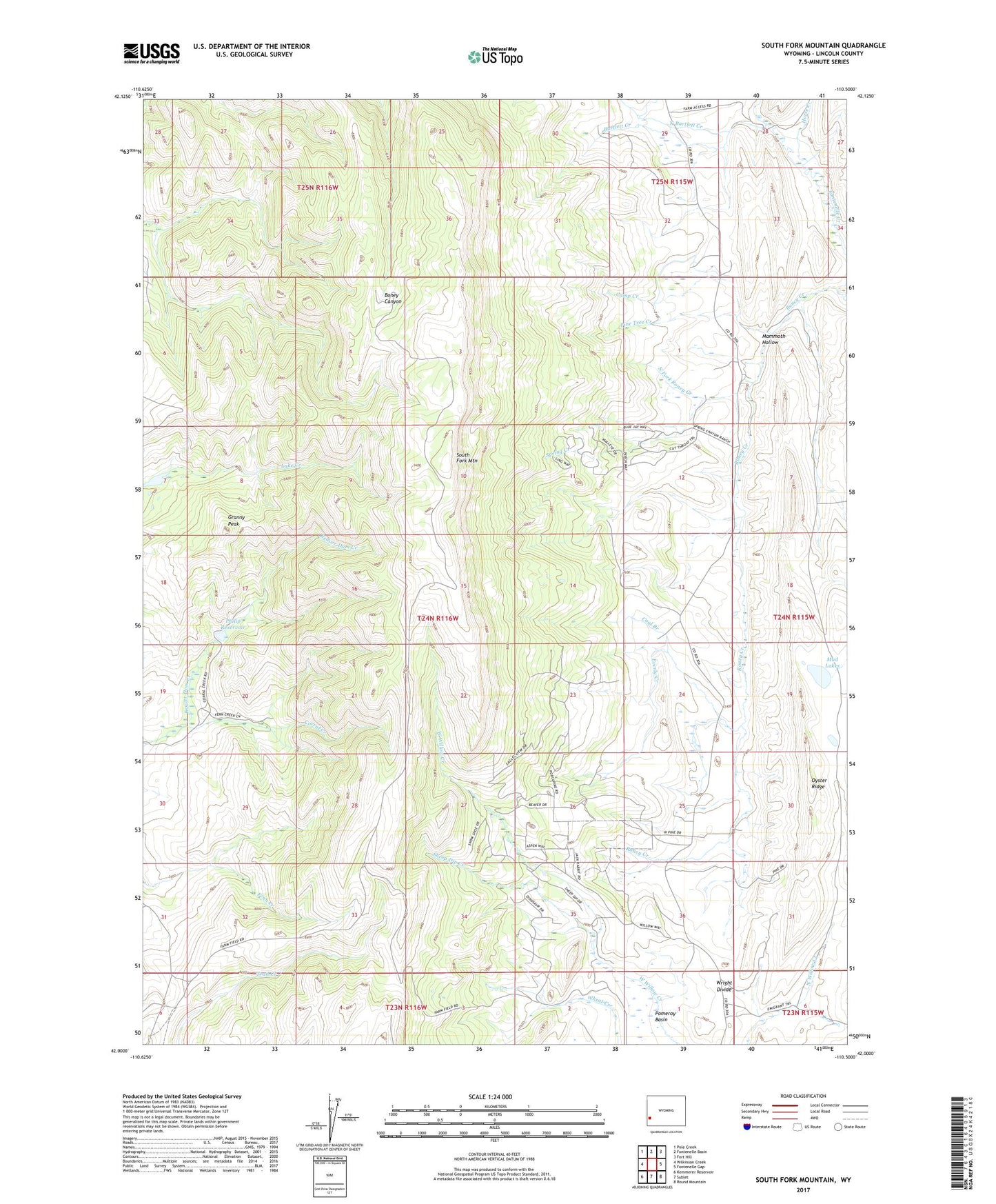 South Fork Mountain Wyoming US Topo Map Image