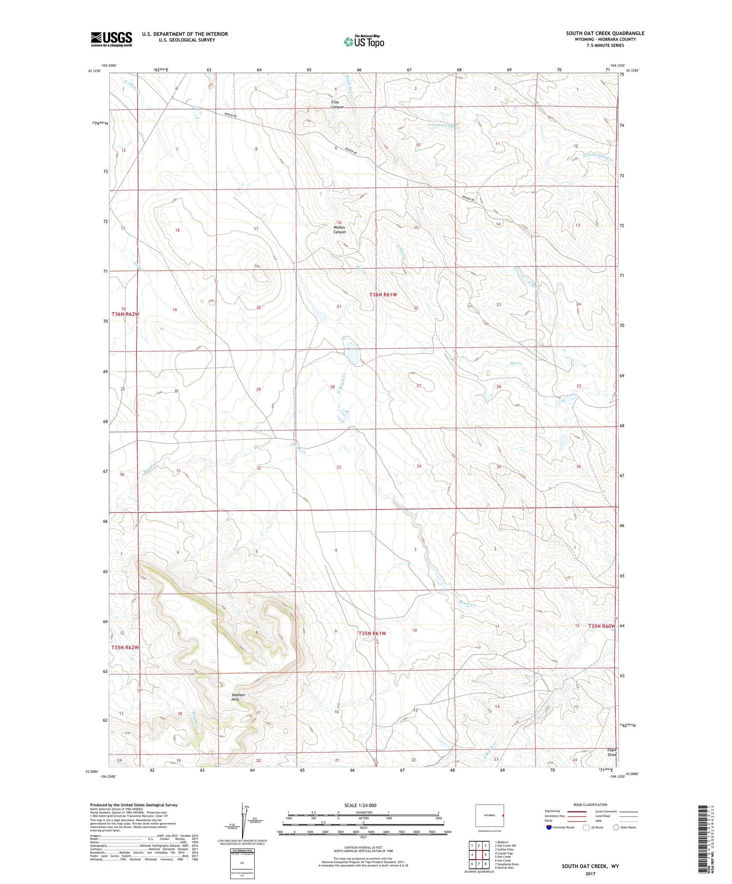 South Oat Creek Wyoming US Topo Map Image