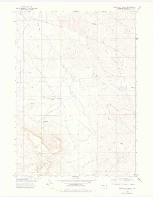 Classic USGS South Oat Creek Wyoming 7.5'x7.5' Topo Map Image