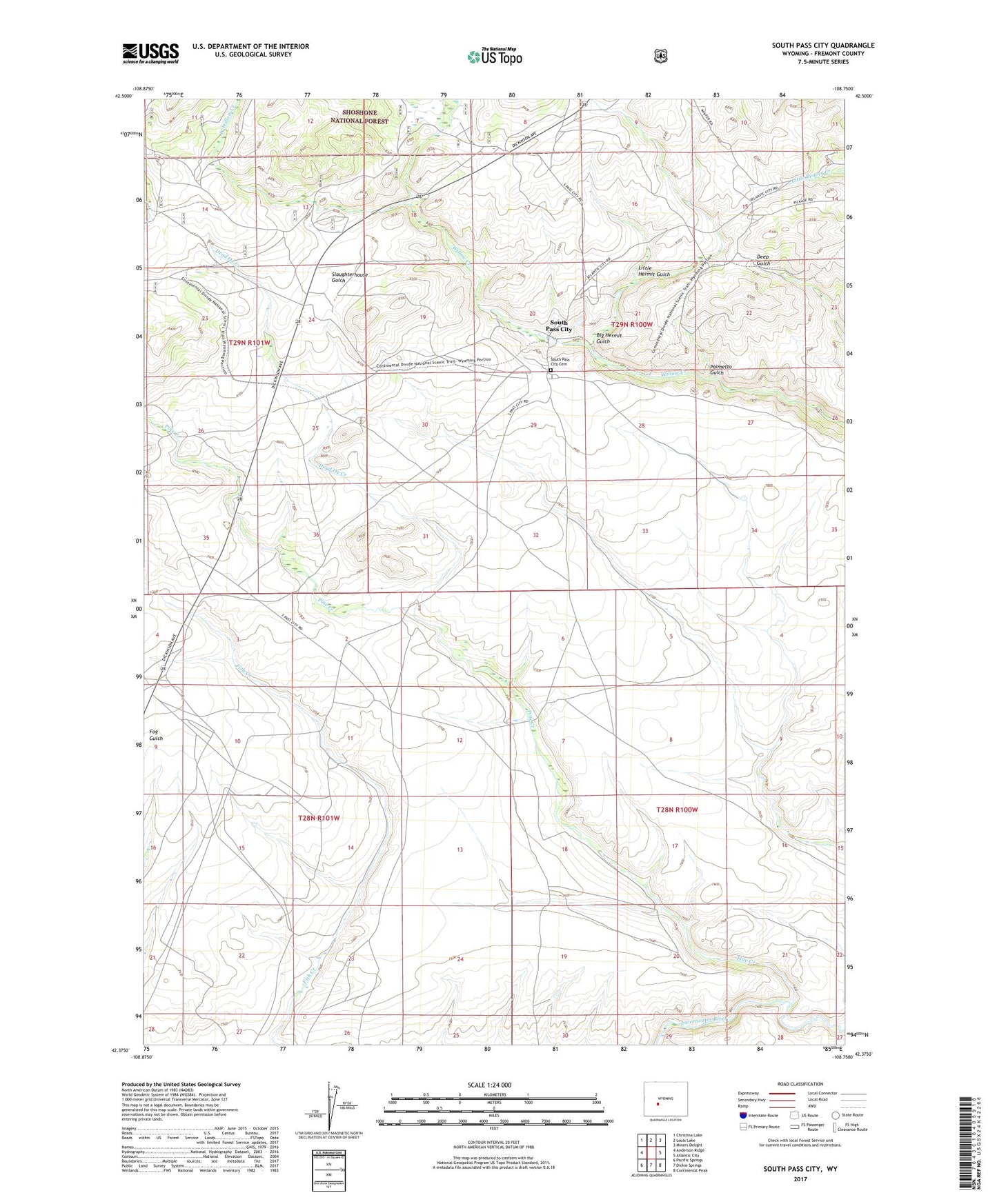 South Pass City Wyoming US Topo Map Image