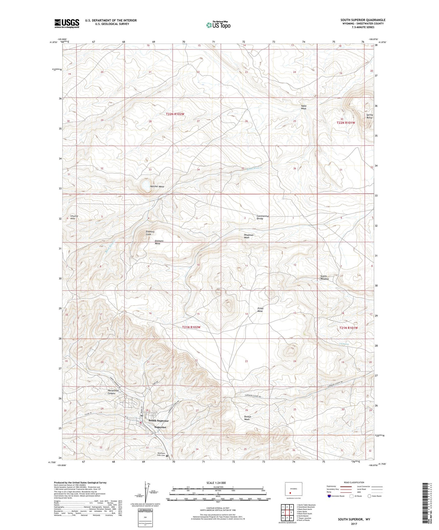 South Superior Wyoming US Topo Map Image