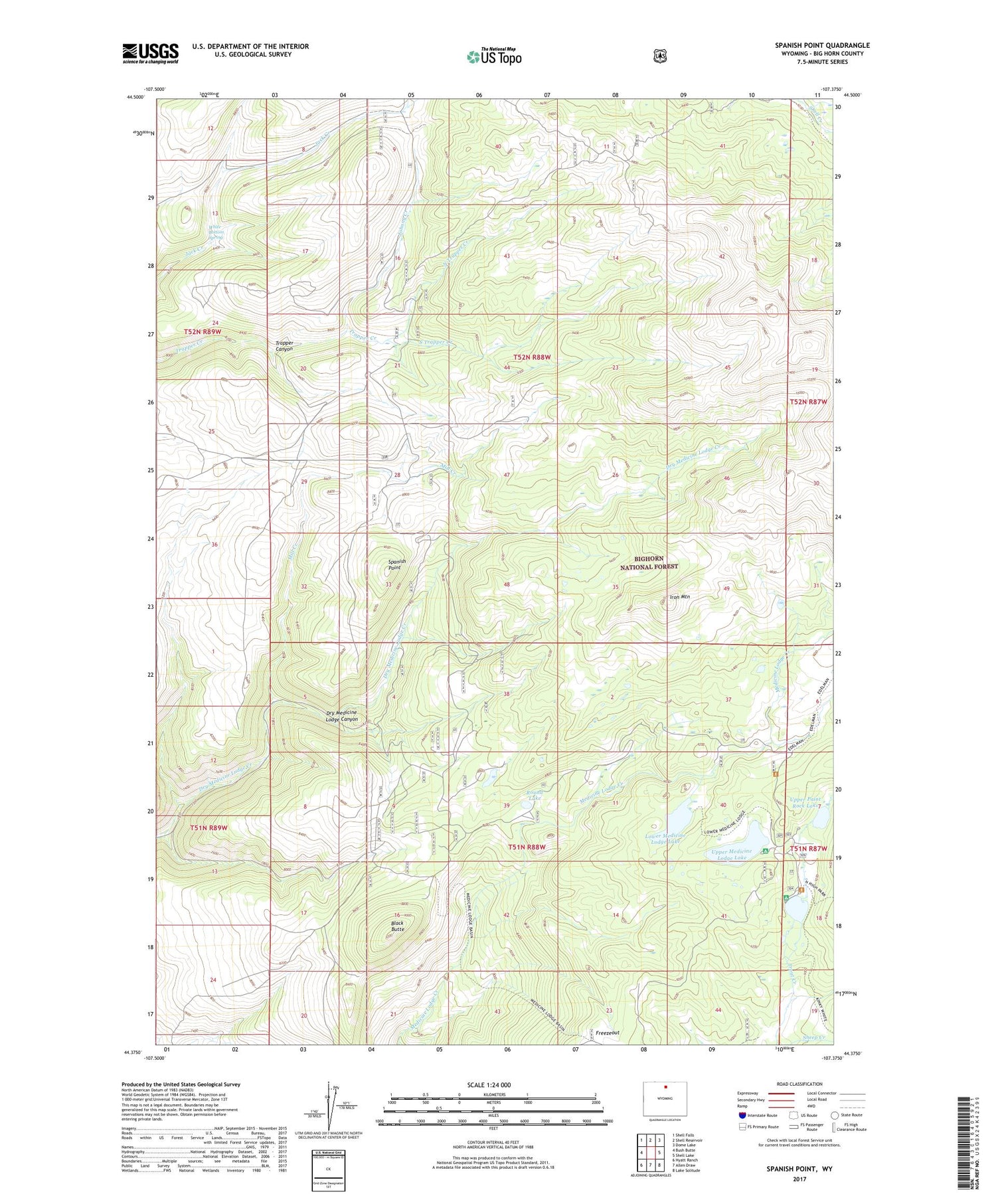 Spanish Point Wyoming US Topo Map Image