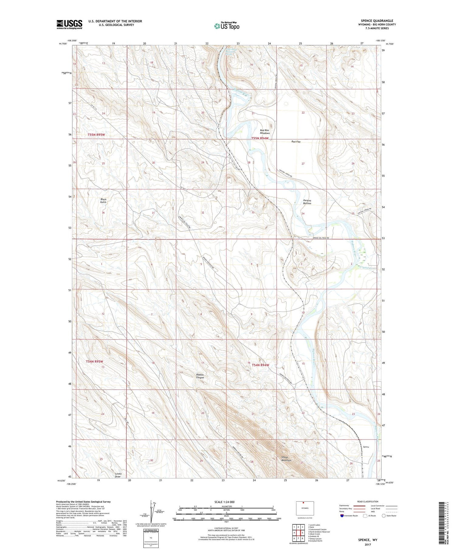 Spence Wyoming US Topo Map Image