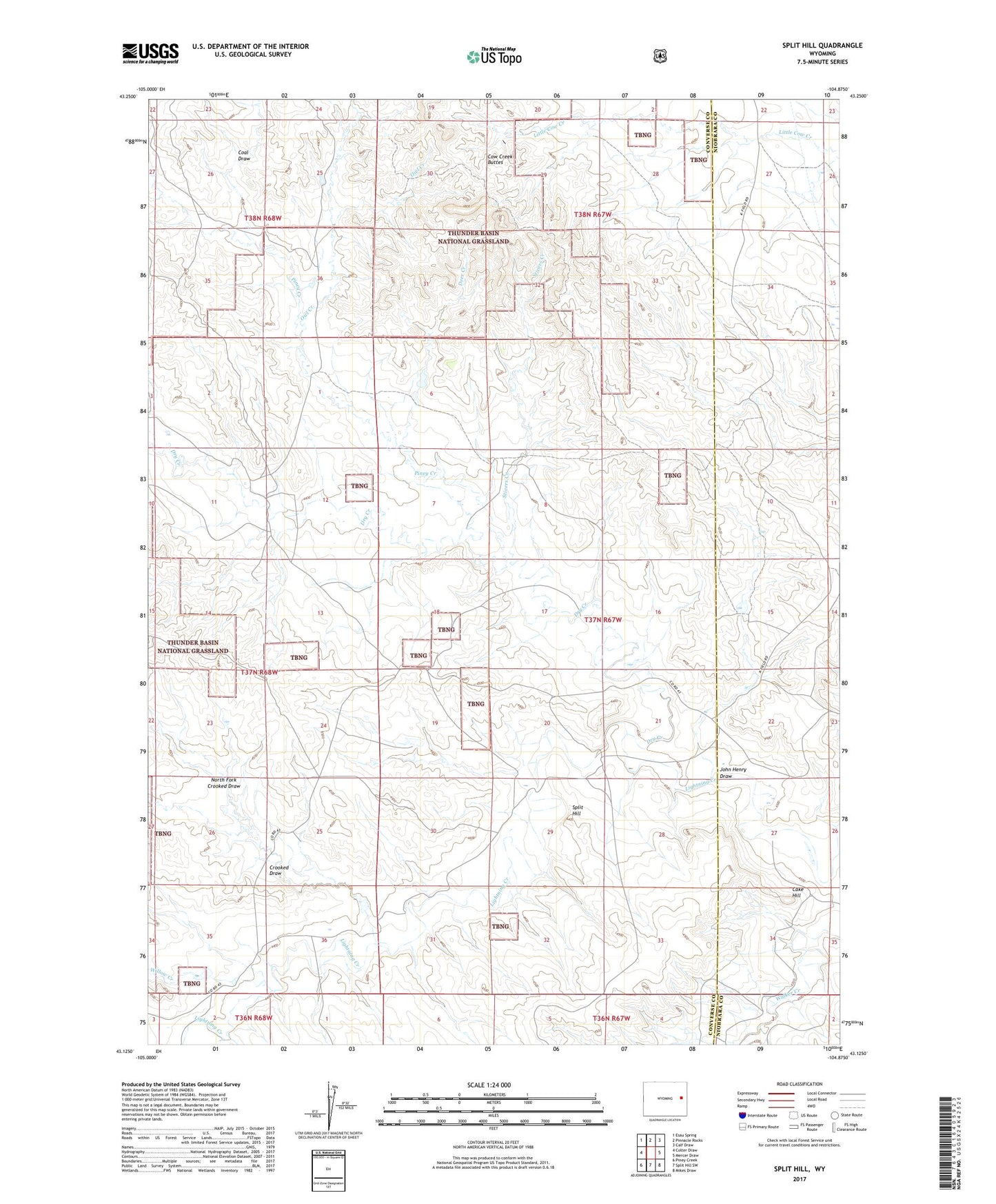Split Hill Wyoming US Topo Map Image