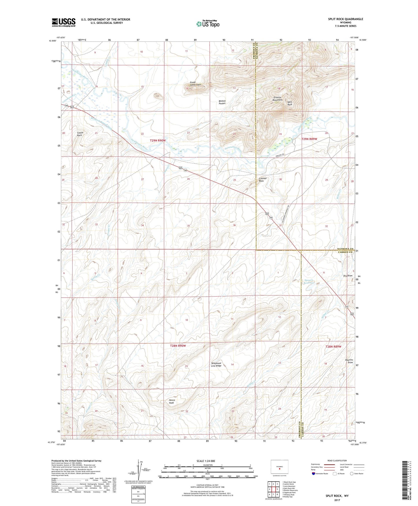 Split Rock Wyoming US Topo Map Image