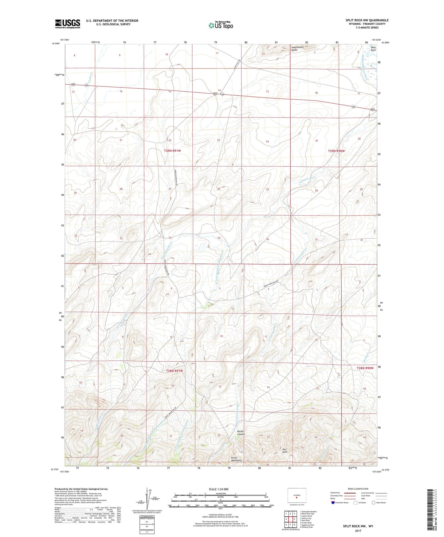 Split Rock NW Wyoming US Topo Map Image