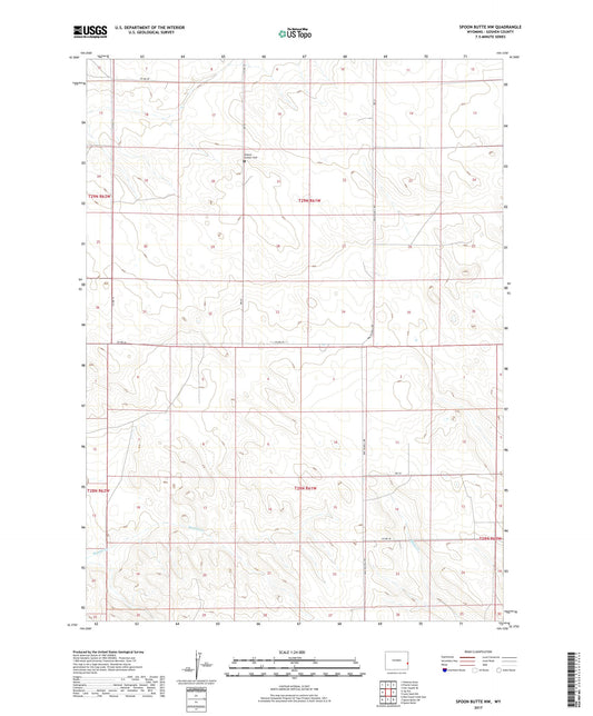 Spoon Butte NW Wyoming US Topo Map Image