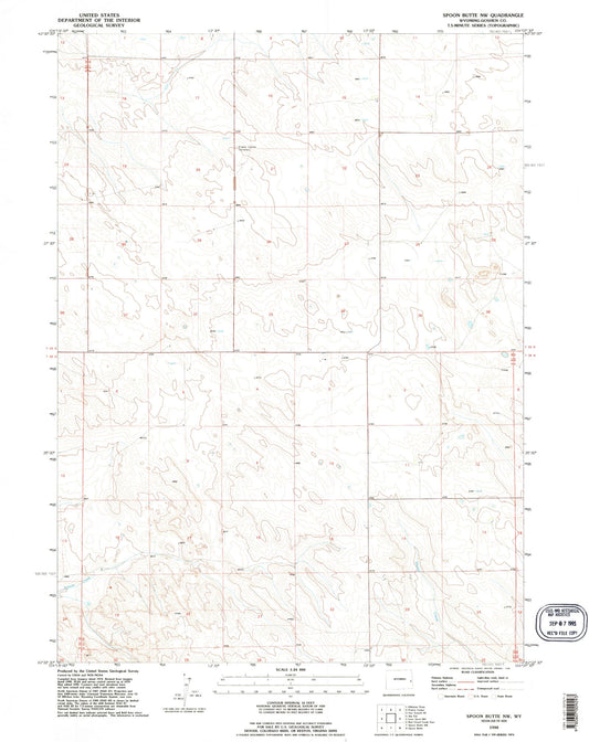 Classic USGS Spoon Butte NW Wyoming 7.5'x7.5' Topo Map Image