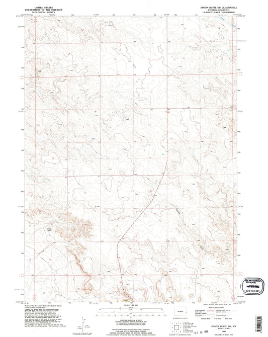 Classic USGS Spoon Butte SW Wyoming 7.5'x7.5' Topo Map Image