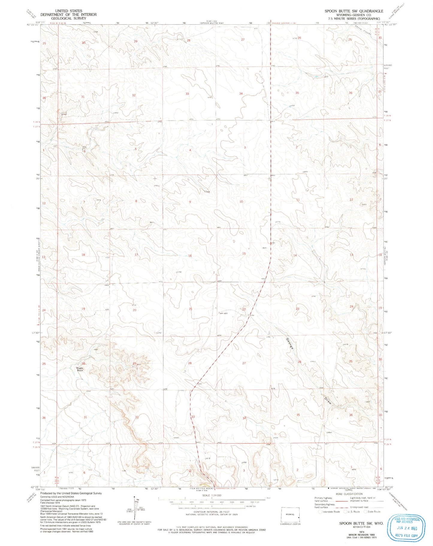 Classic USGS Spoon Butte SW Wyoming 7.5'x7.5' Topo Map Image