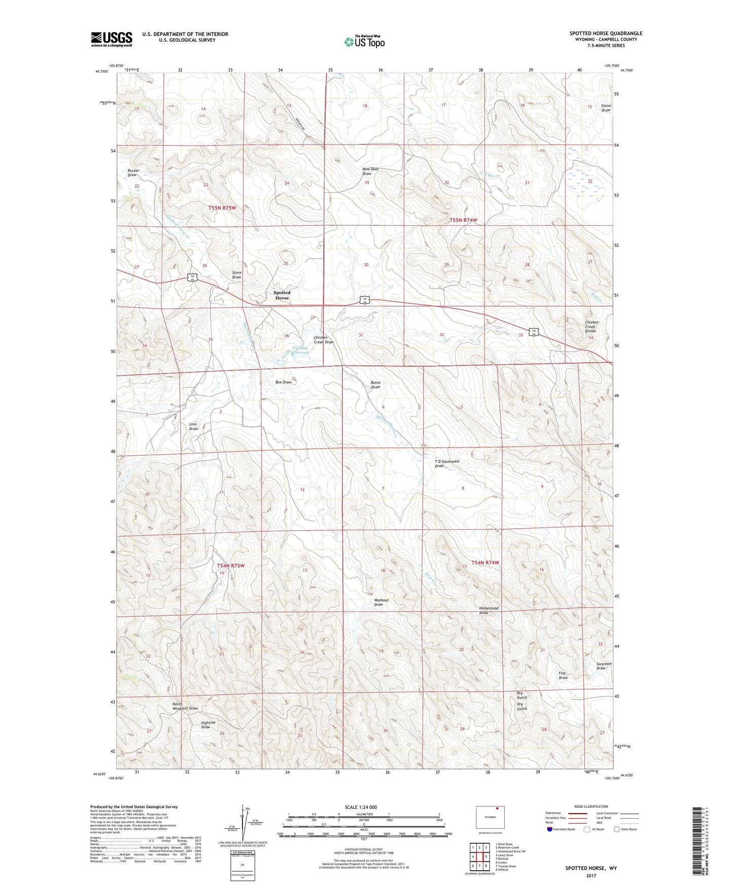 Spotted Horse Wyoming US Topo Map Image