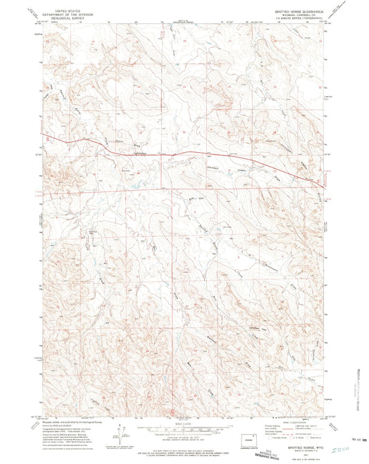 Classic USGS Spotted Horse Wyoming 7.5'x7.5' Topo Map Image