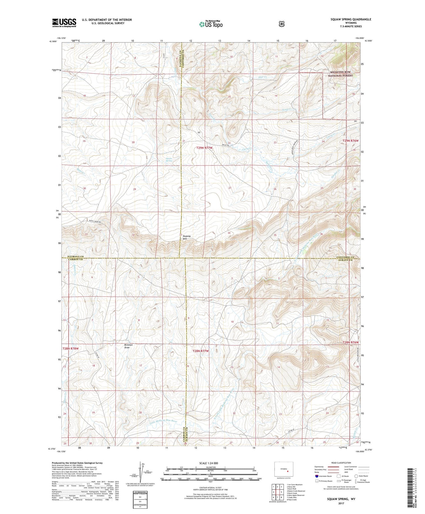 Squaw Spring Wyoming US Topo Map Image