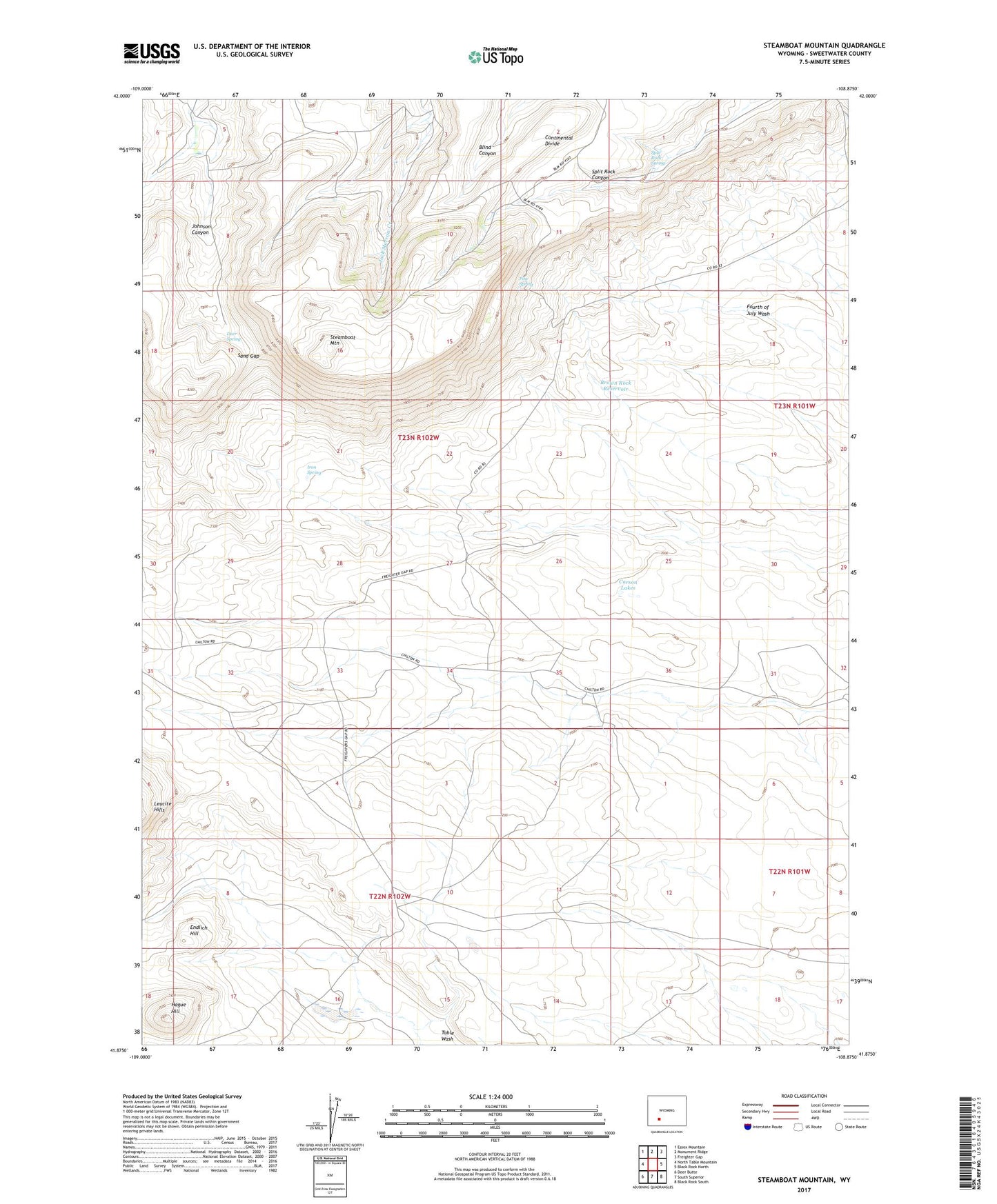 Steamboat Mountain Wyoming US Topo Map Image