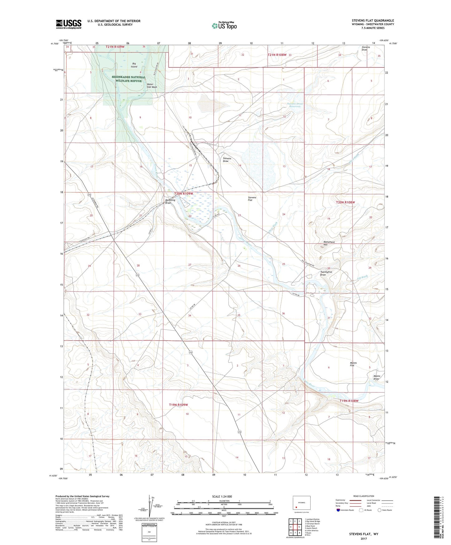 Stevens Flat Wyoming US Topo Map Image