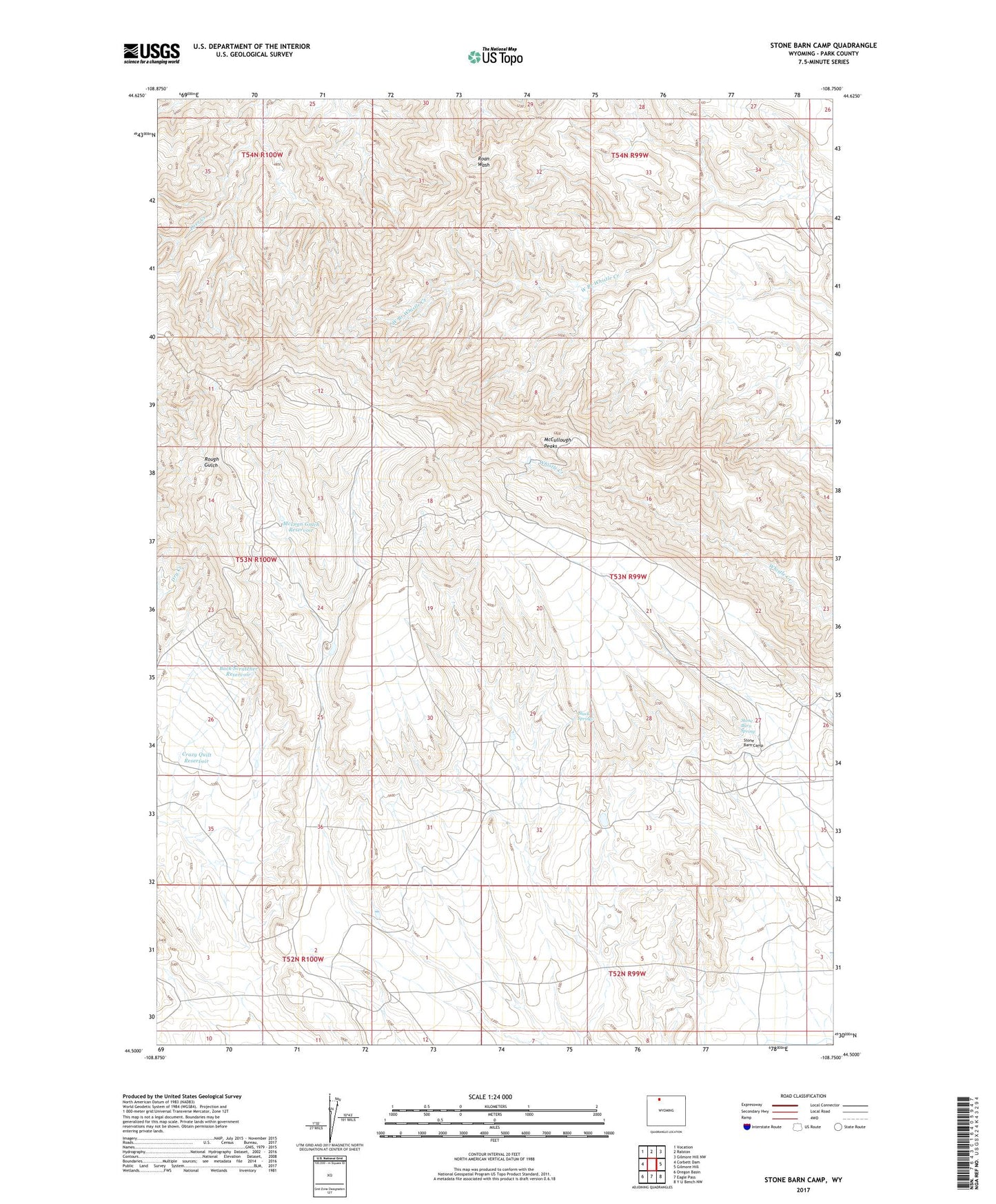 Stone Barn Camp Wyoming US Topo Map Image