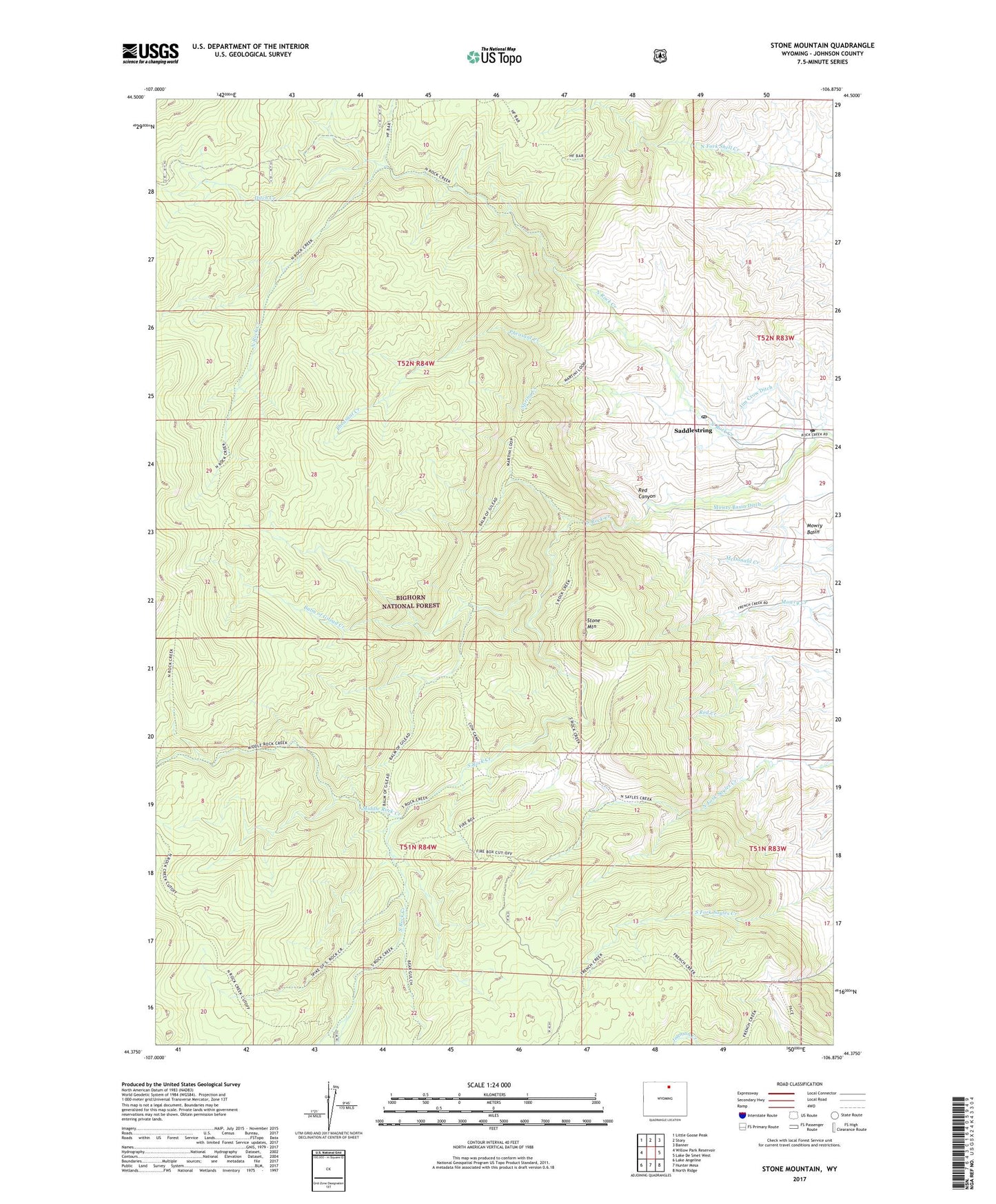Stone Mountain Wyoming US Topo Map Image