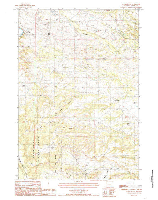 Classic USGS Stoney Point Wyoming 7.5'x7.5' Topo Map Image