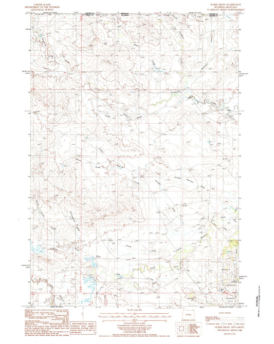 Classic USGS Storm Draw Wyoming 7.5'x7.5' Topo Map Image