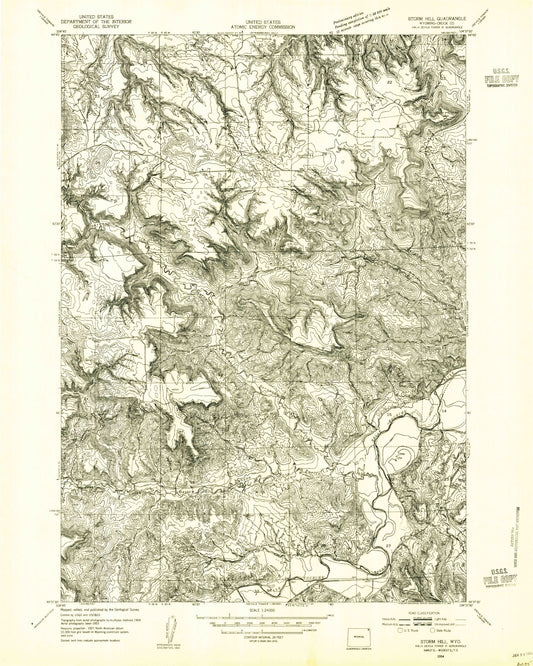 Classic USGS Moore Hill Wyoming 7.5'x7.5' Topo Map Image