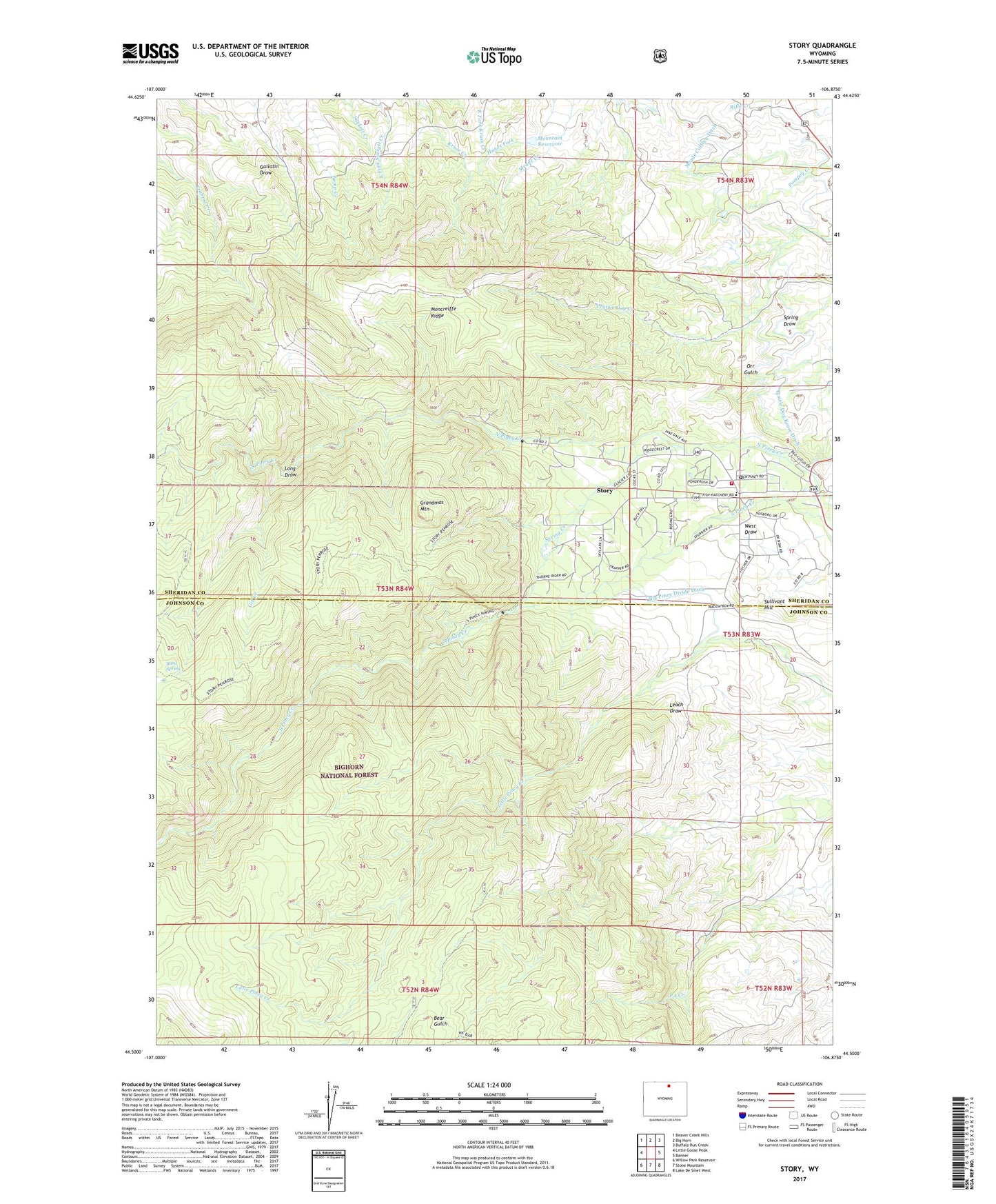Story Wyoming US Topo Map Image