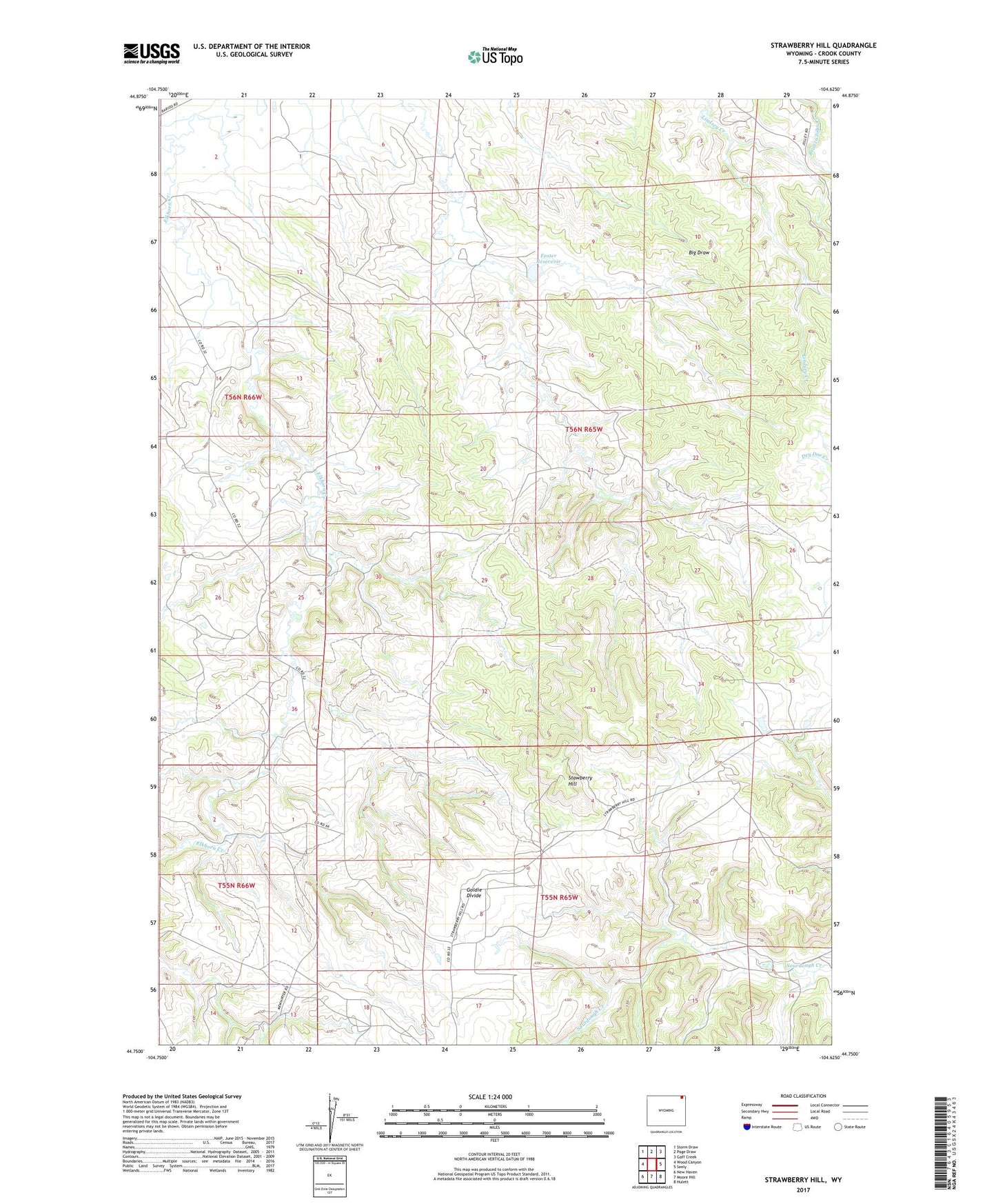 Strawberry Hill Wyoming US Topo Map Image