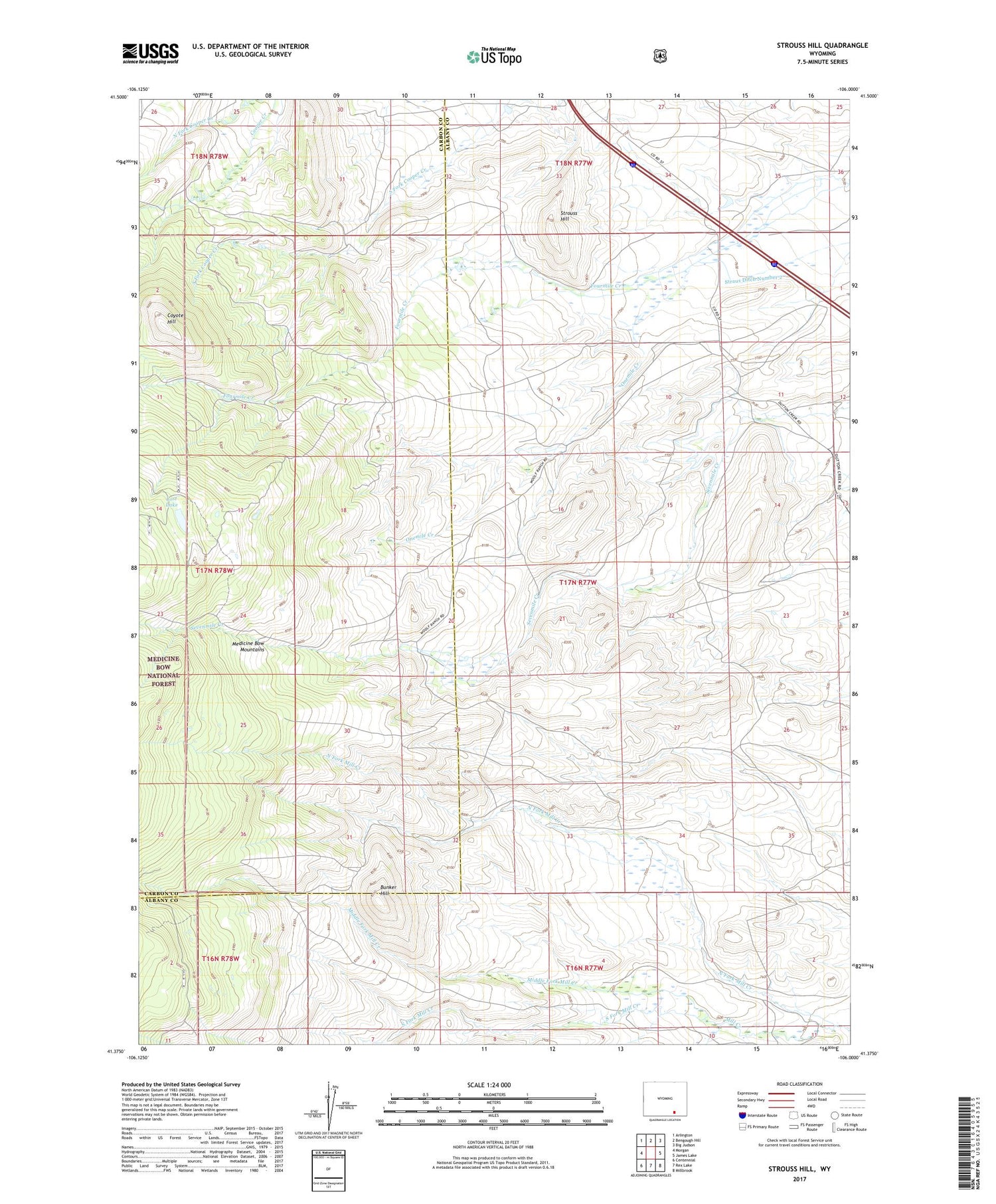 Strouss Hill Wyoming US Topo Map Image
