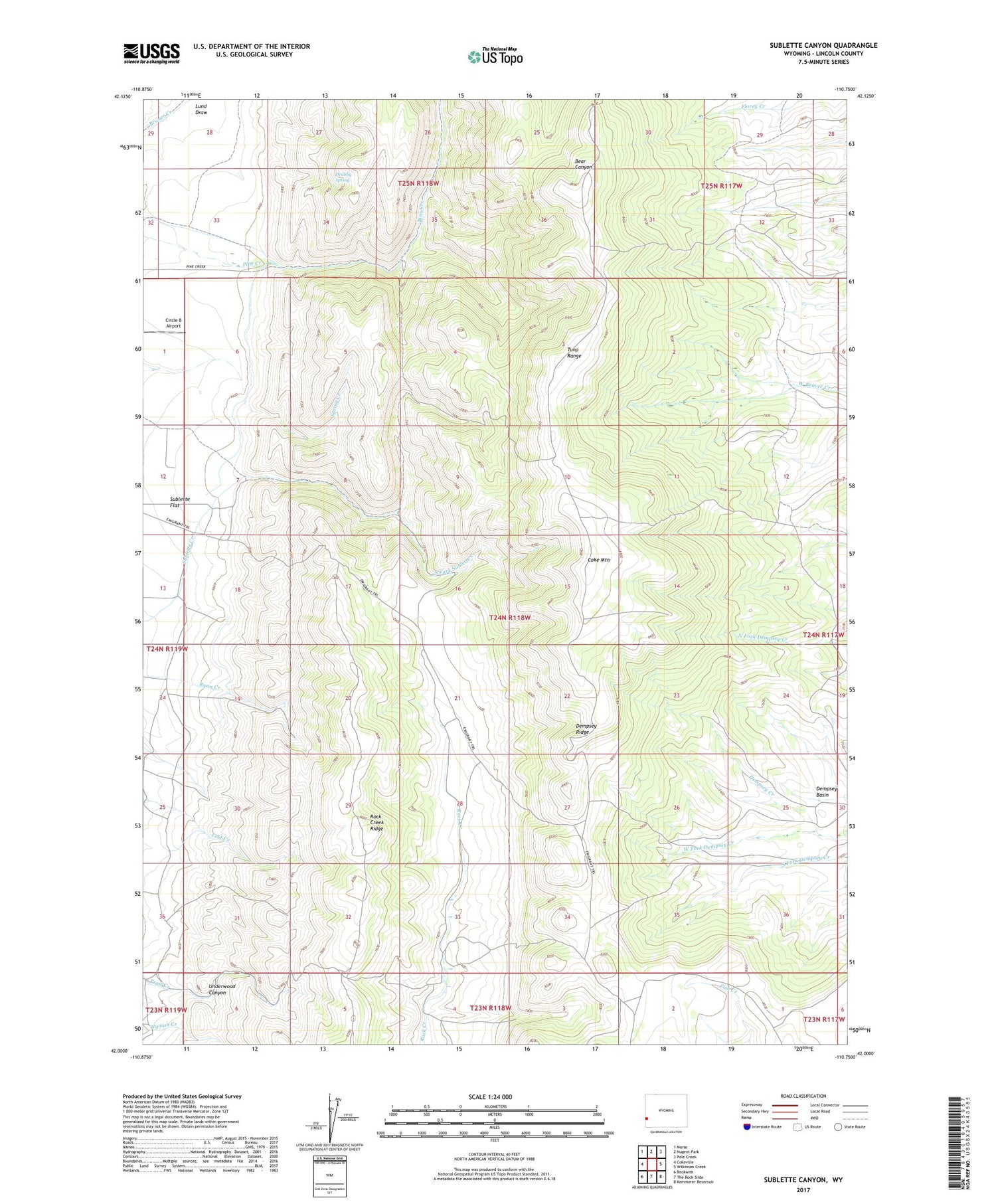 Sublette Canyon Wyoming US Topo Map Image