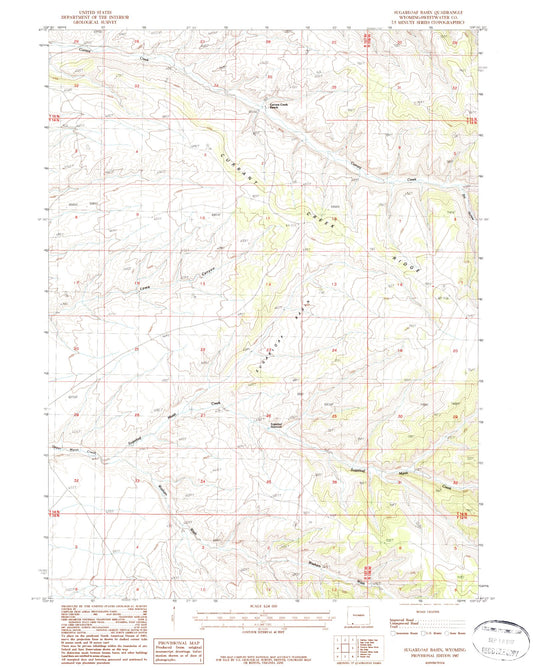 Classic USGS Sugarloaf Basin Wyoming 7.5'x7.5' Topo Map Image