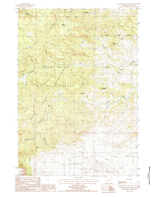Classic USGS Sugarloaf Mountain Wyoming 7.5'x7.5' Topo Map Image