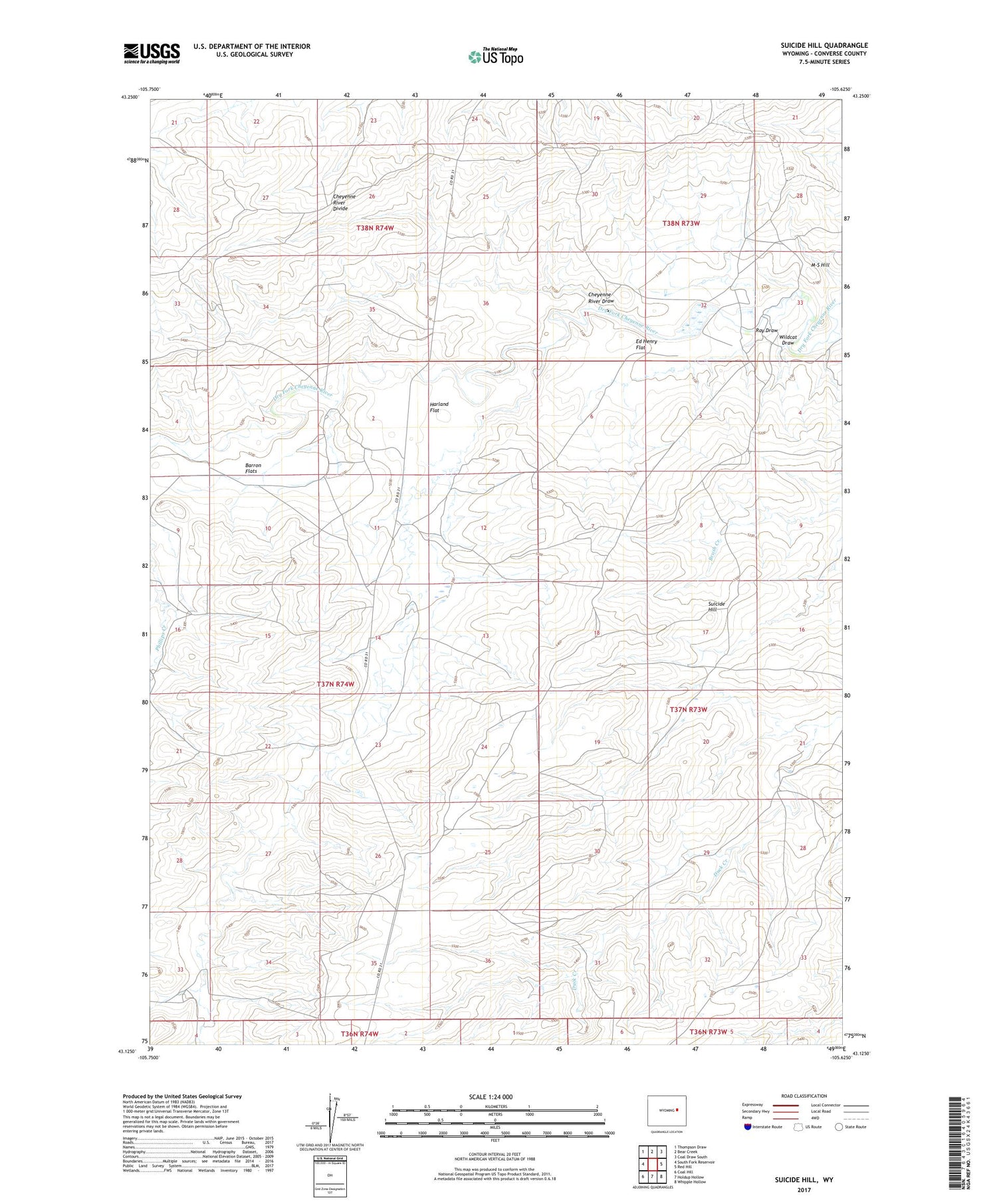 Suicide Hill Wyoming US Topo Map Image