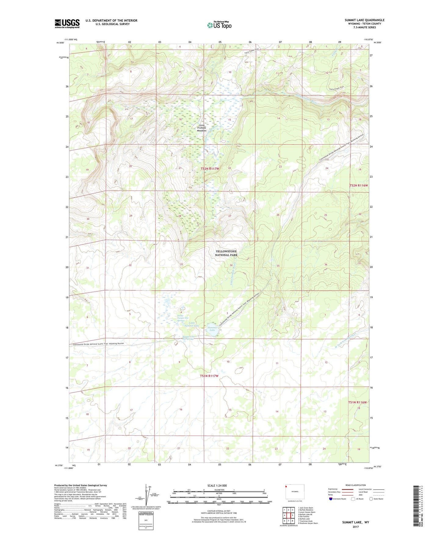Summit Lake Wyoming US Topo Map Image