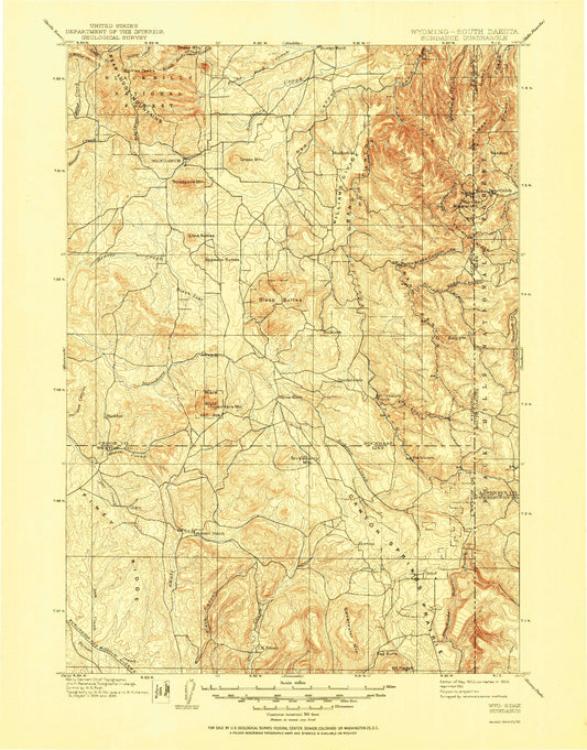 Historic 1902 Sundance Wyoming 30'x30' Topo Map Image