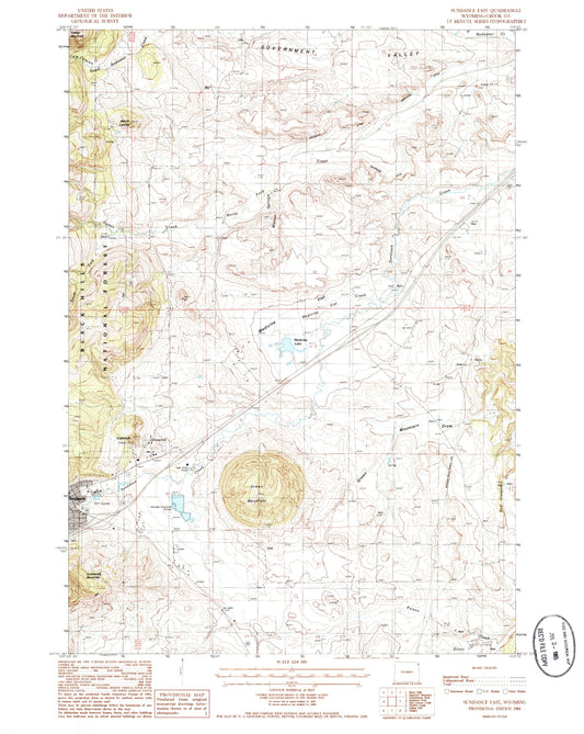 Classic USGS Sundance East Wyoming 7.5'x7.5' Topo Map Image