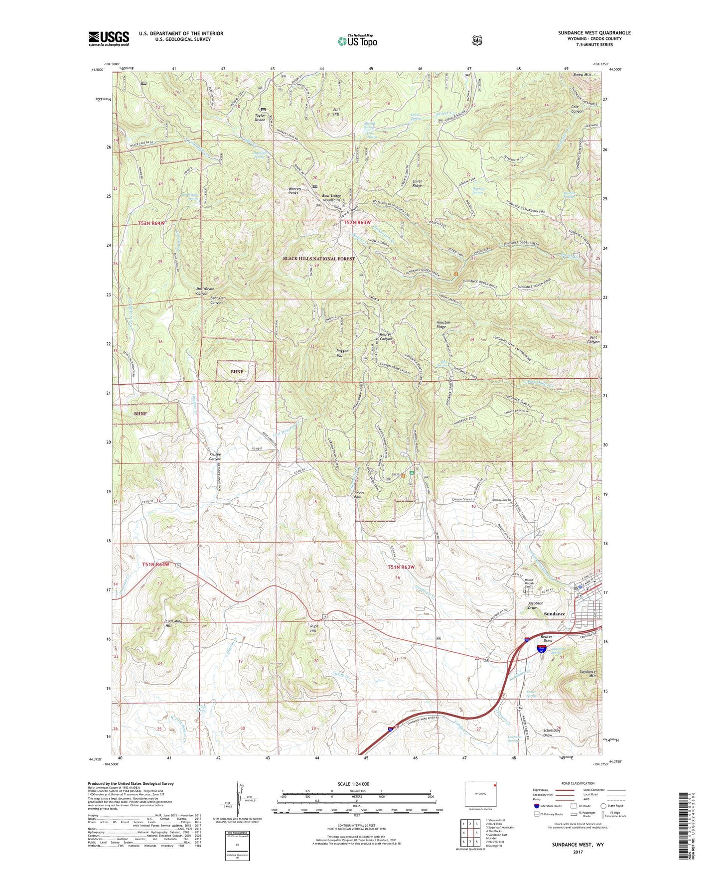 Sundance West Wyoming US Topo Map Image