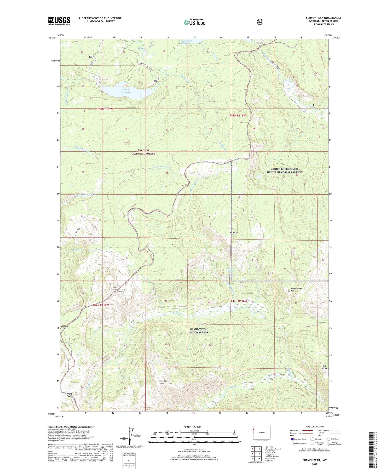 Survey Peak Wyoming US Topo Map Image